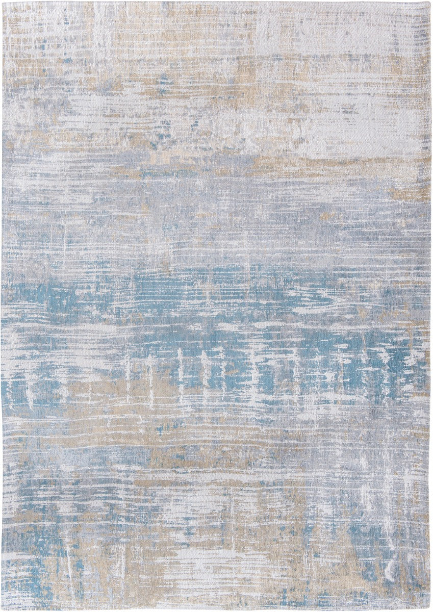 Flatweave rug with abstract stripe design in blue