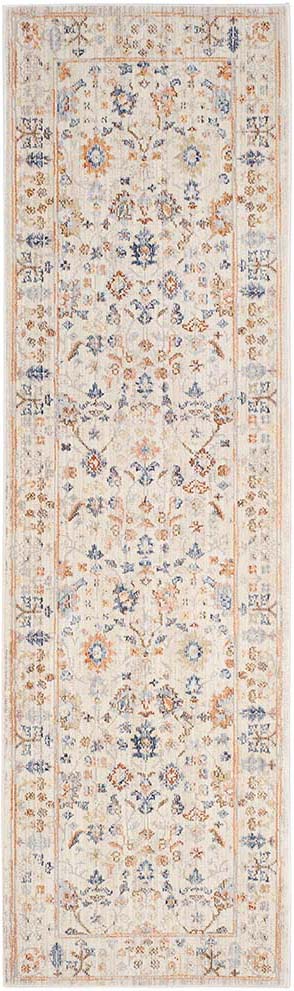 traditional style runner in beige, rust and blue