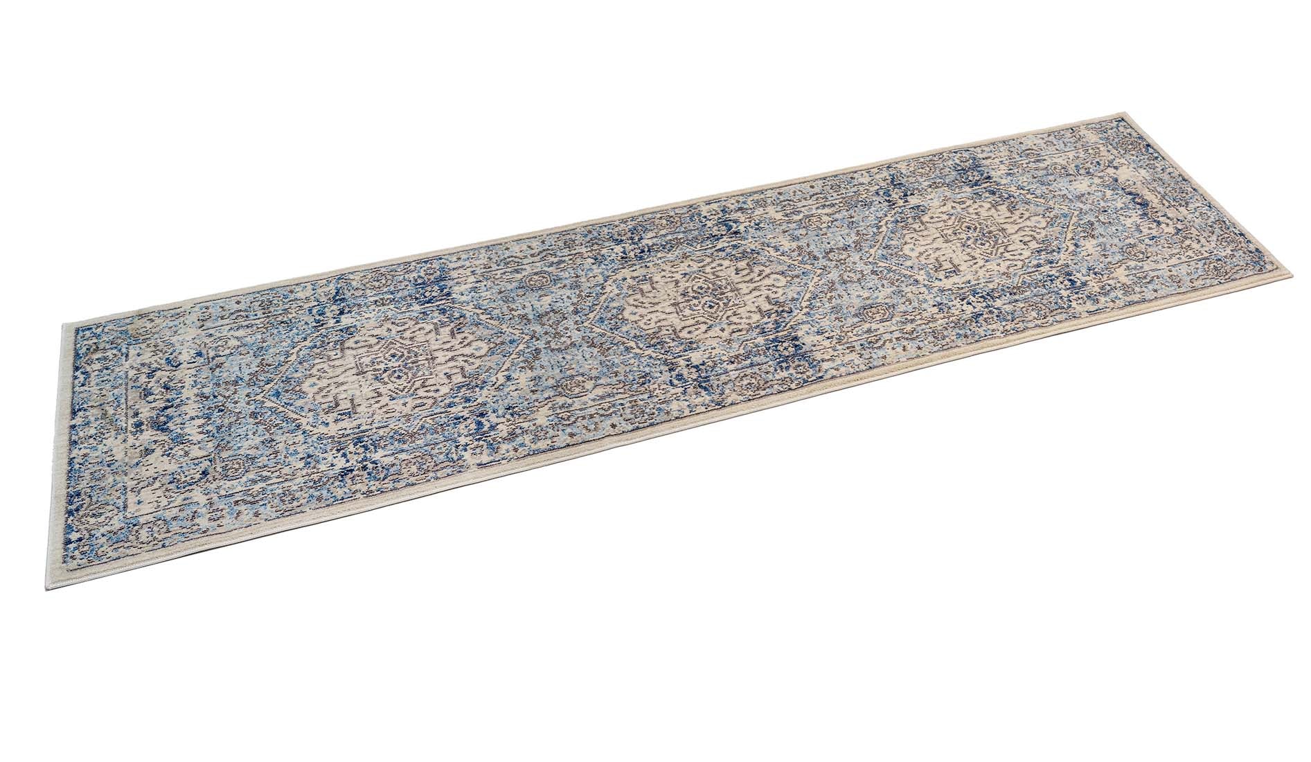 Persian style area rug in blue and grey