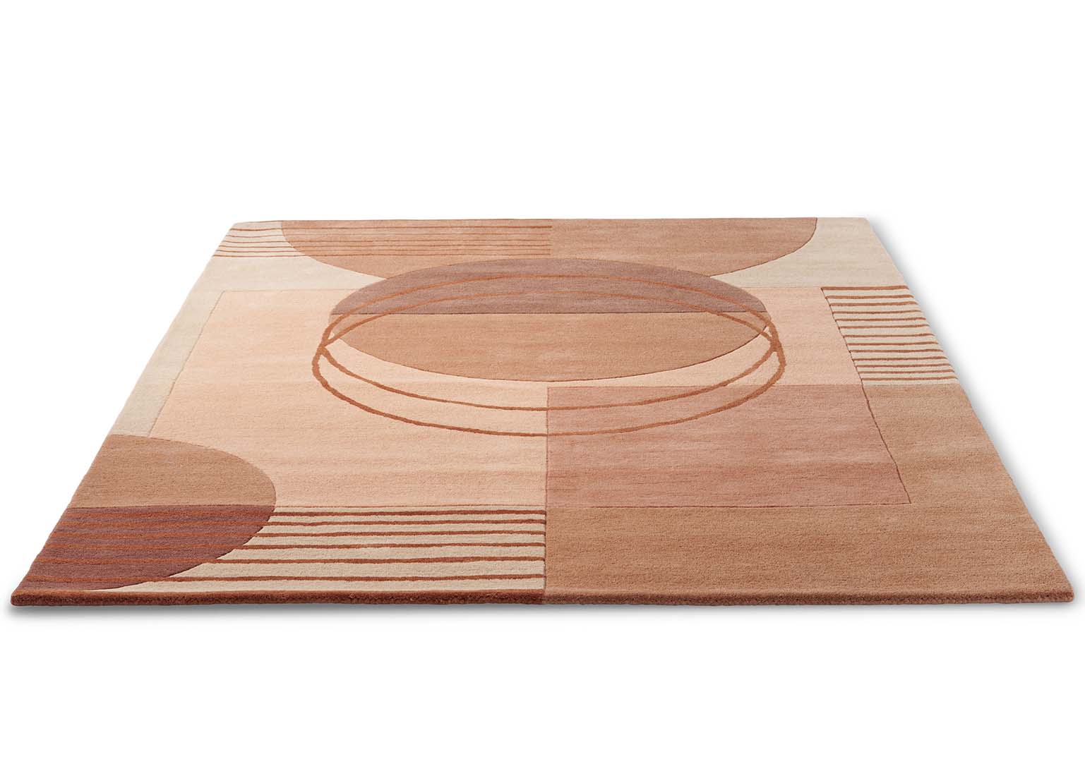 pink wool area rug with modern geometric design