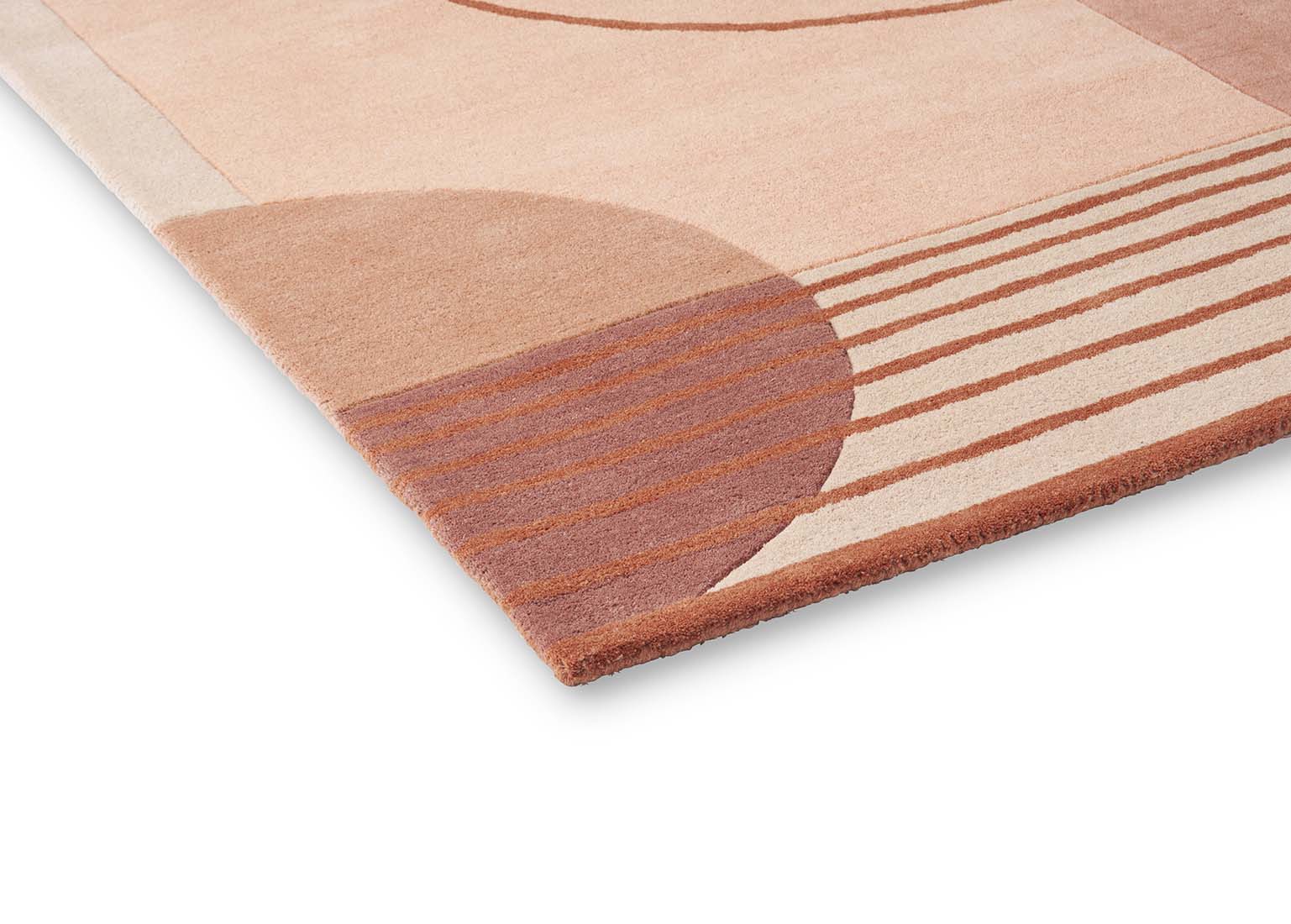 pink wool area rug with modern geometric design