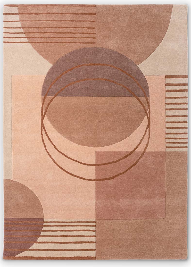 pink wool custom size rug with modern geometric design