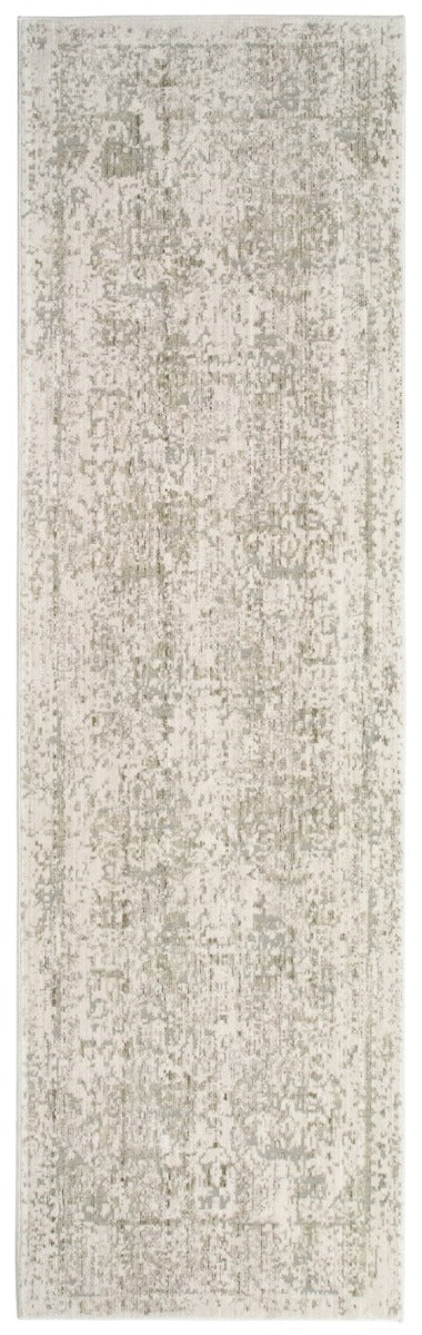 Persian style hallway runner in green and grey