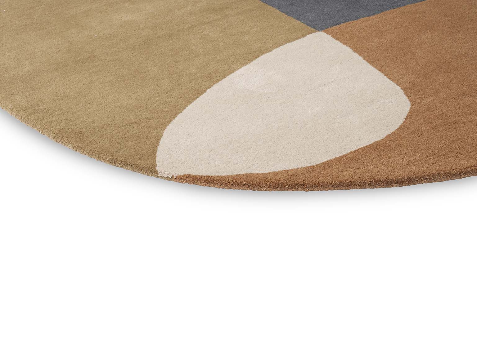 multicolour oval shaped wool rug with abstract design