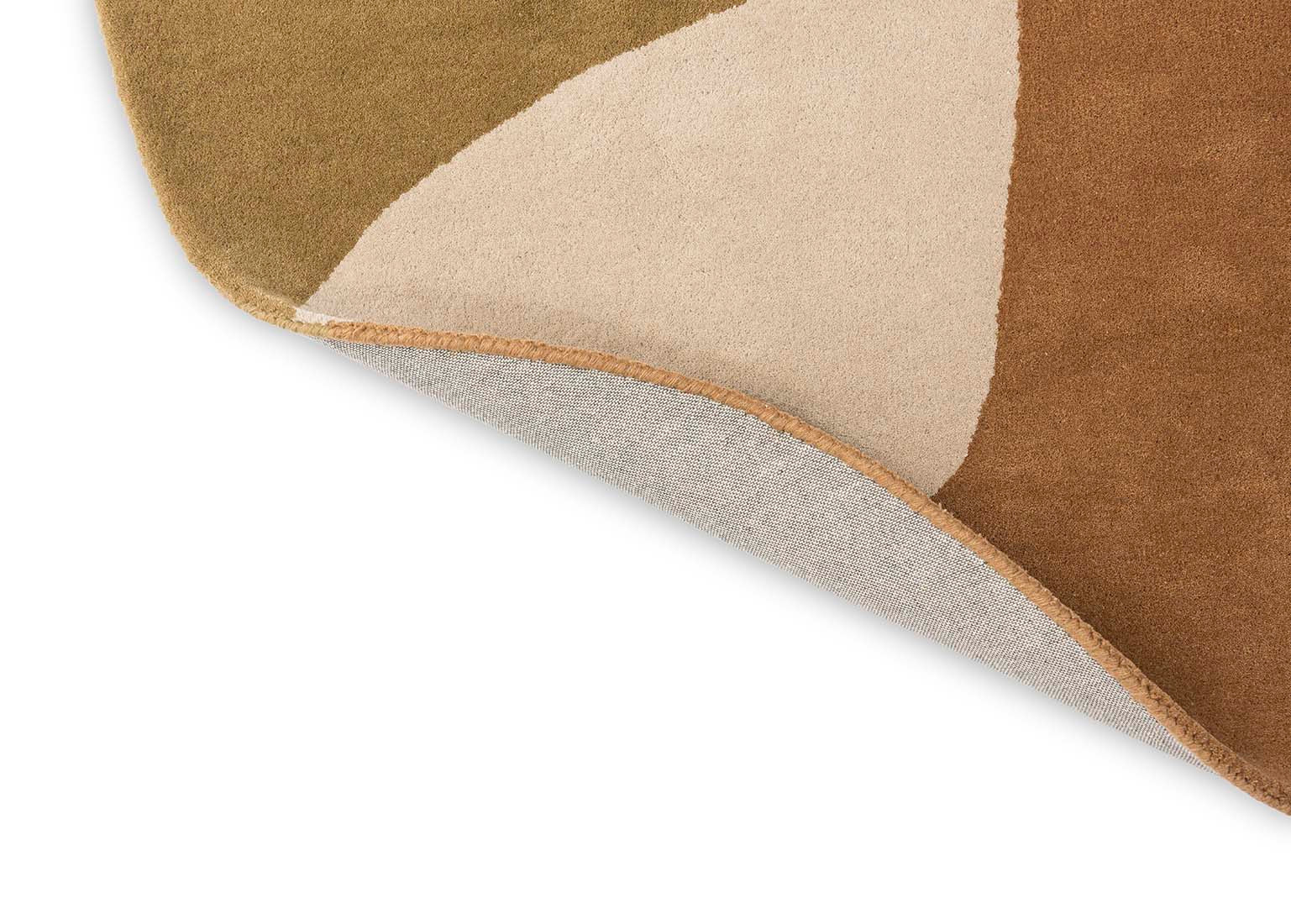 multicolour oval shaped wool rug with abstract design