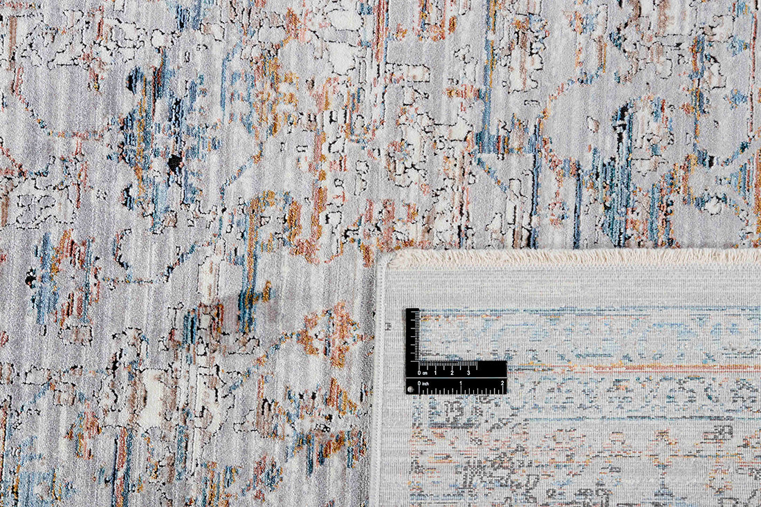 Grey heritage area rug with traditional pattern