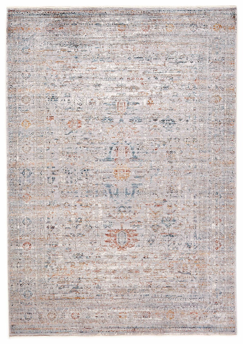 Grey heritage area rug with traditional pattern