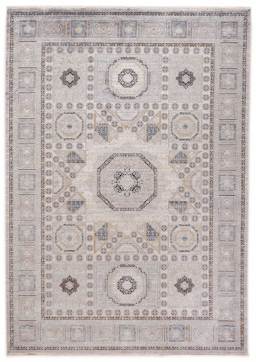 Ornate Silver heritage area rug with traditional pattern