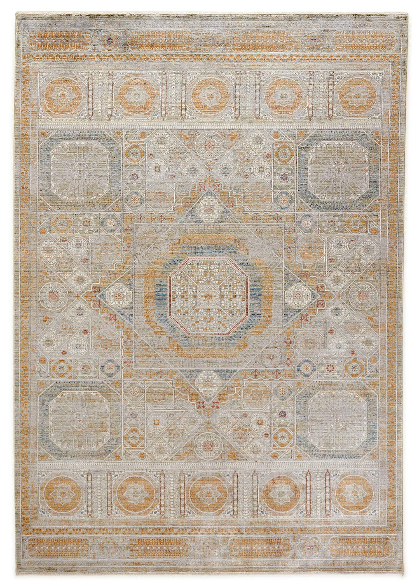 Ornate sage heritage area rug with traditional pattern