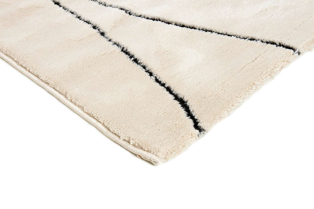 Plain cream Moroccan style rug with minimal abstract geometric pattern