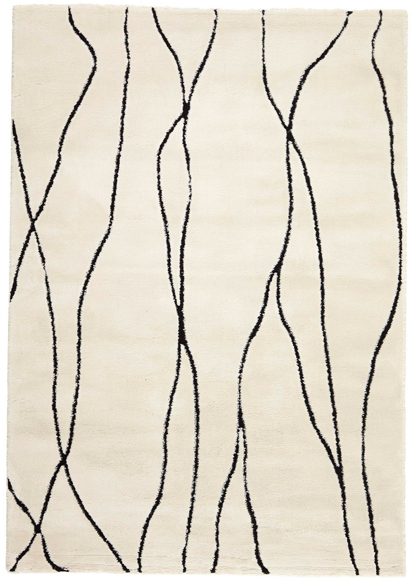 Plain cream Moroccan style rug with minimal abstract pattern
