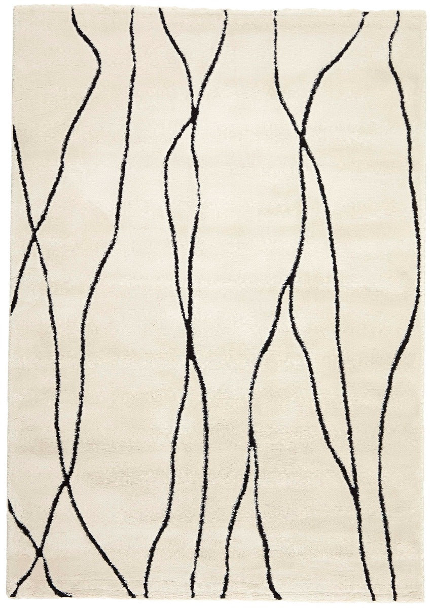 Plain cream Moroccan style rug with minimal abstract pattern