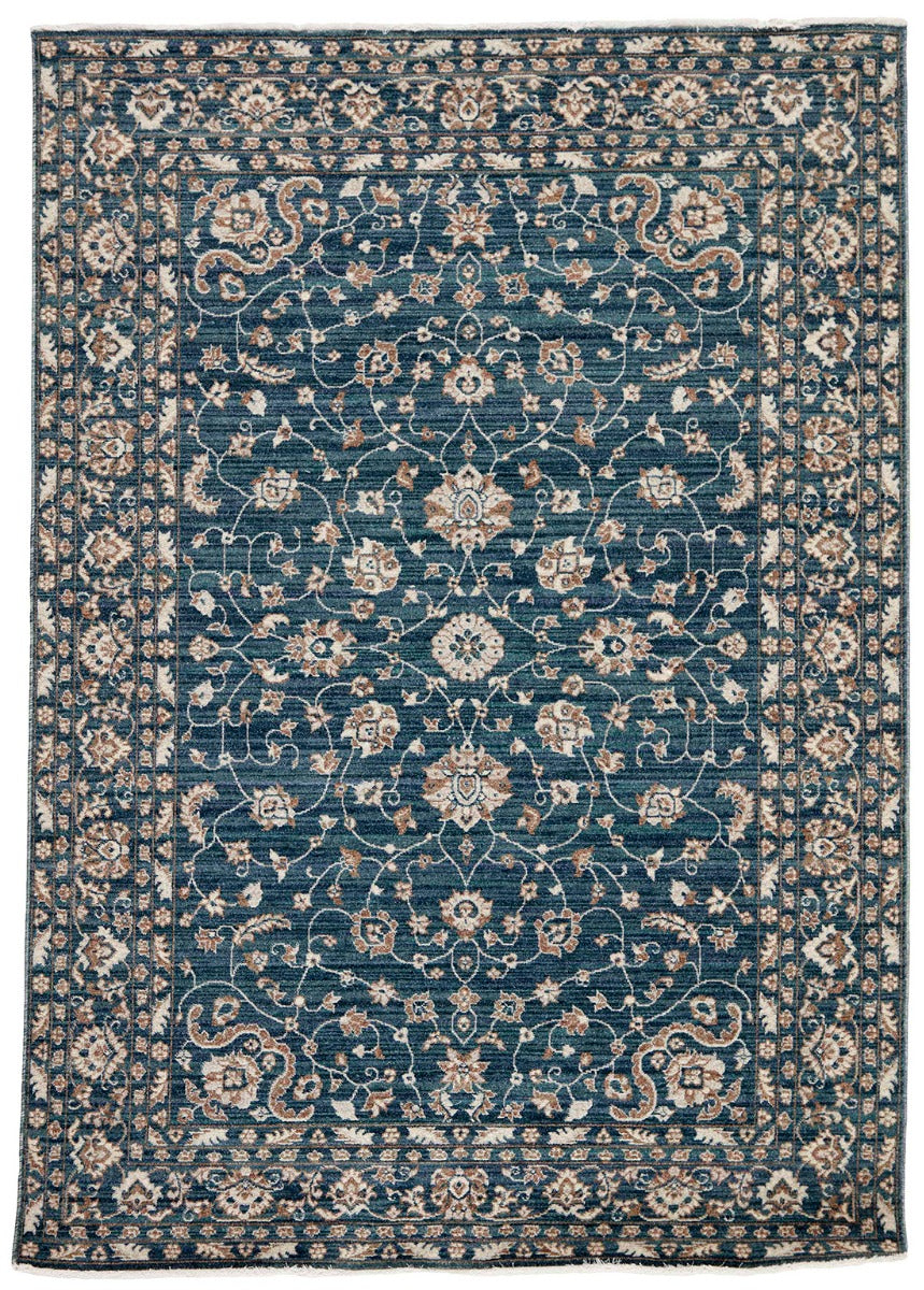 Traditional blue Ziegler-style rug with floral motif