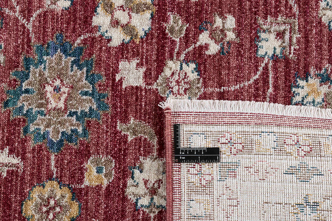 Traditional red & blue Ziegler-style rug with floral motif