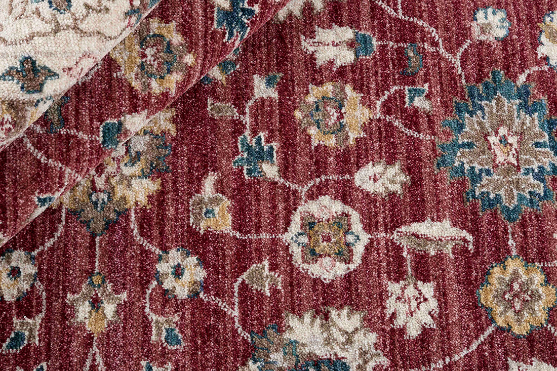 Traditional red & blue Ziegler-style rug with floral motif