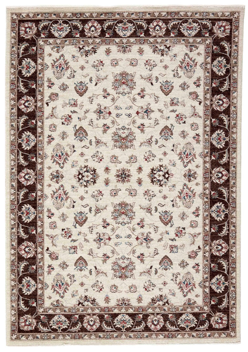 Traditional brown Ziegler-style rug with floral motif 
