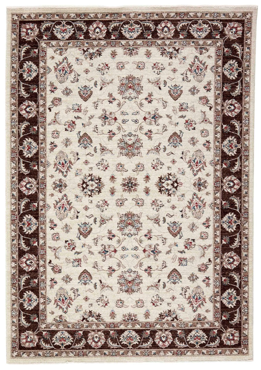 Traditional brown Ziegler-style rug with floral motif