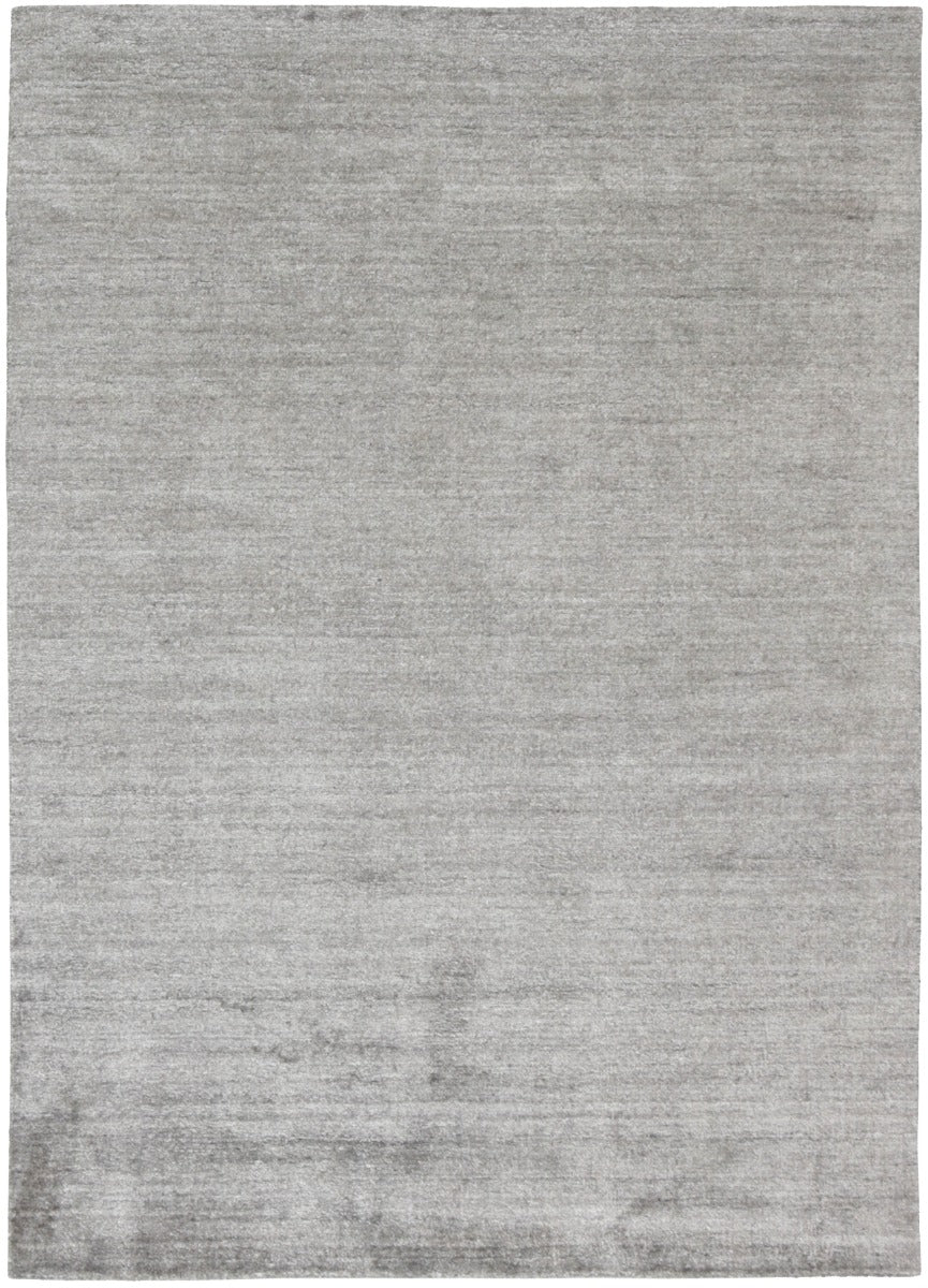 Plain grey viscose area rug