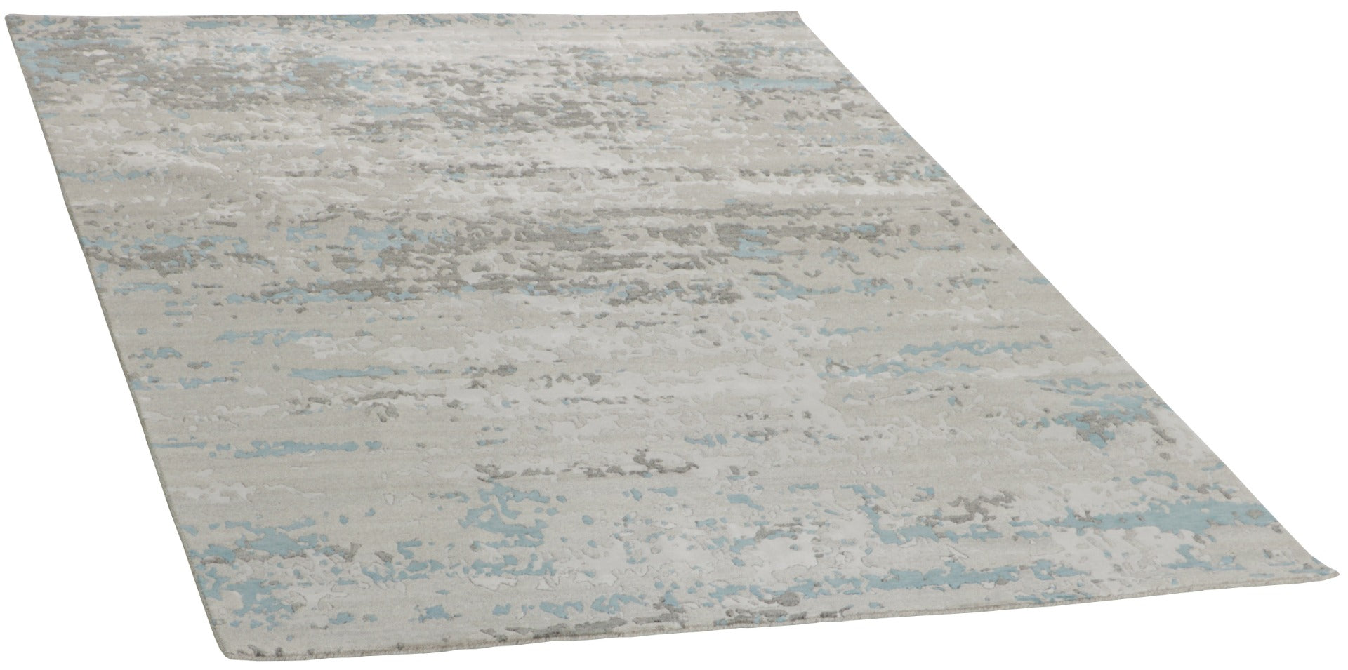 Area rug with abstract design in grey and beige