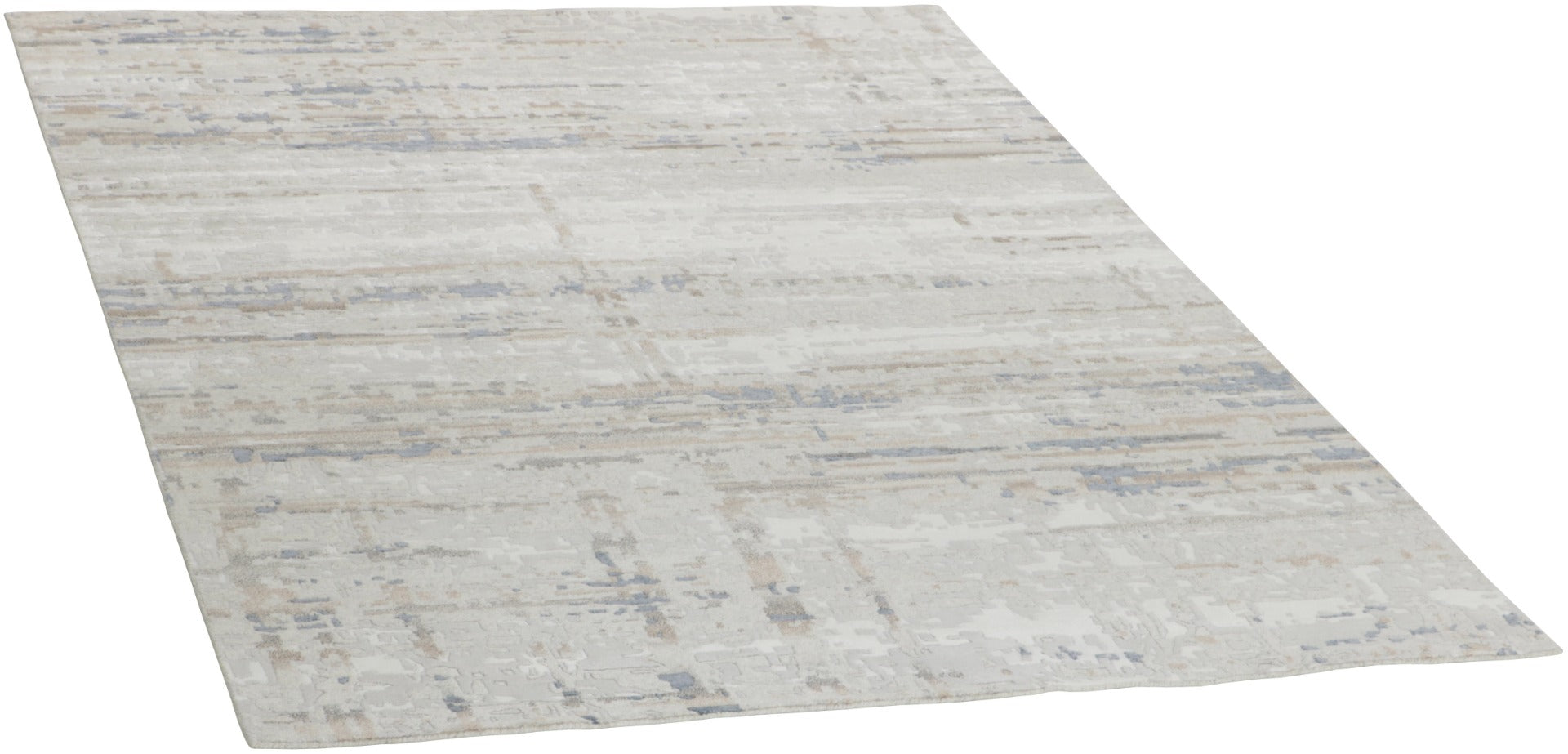 Area rug with abstract design in grey and beige