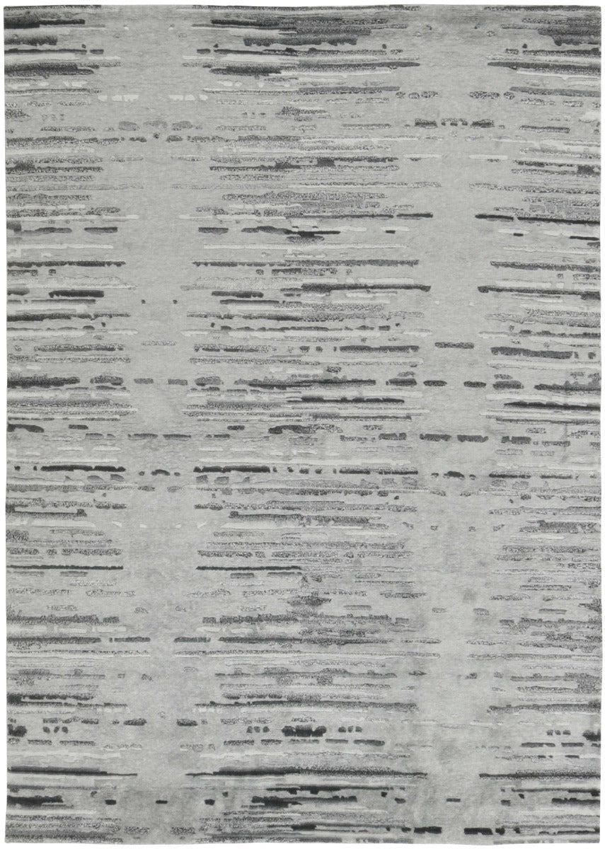 wool and viscose abstract rug in beige and grey