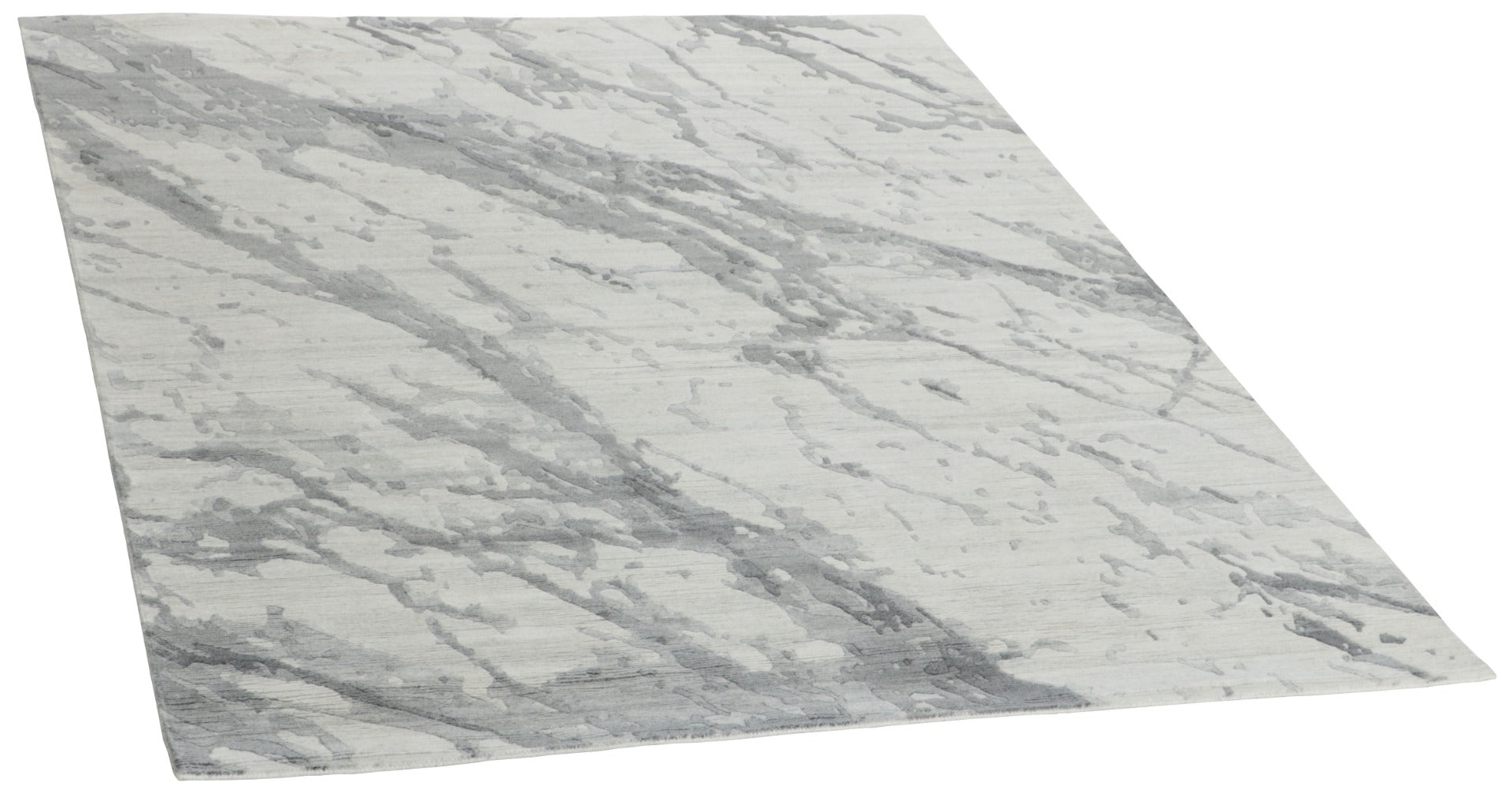 Area rug with abstract design in grey and beige
