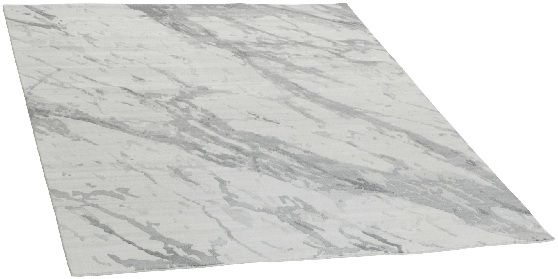 Area rug with abstract design in grey and beige