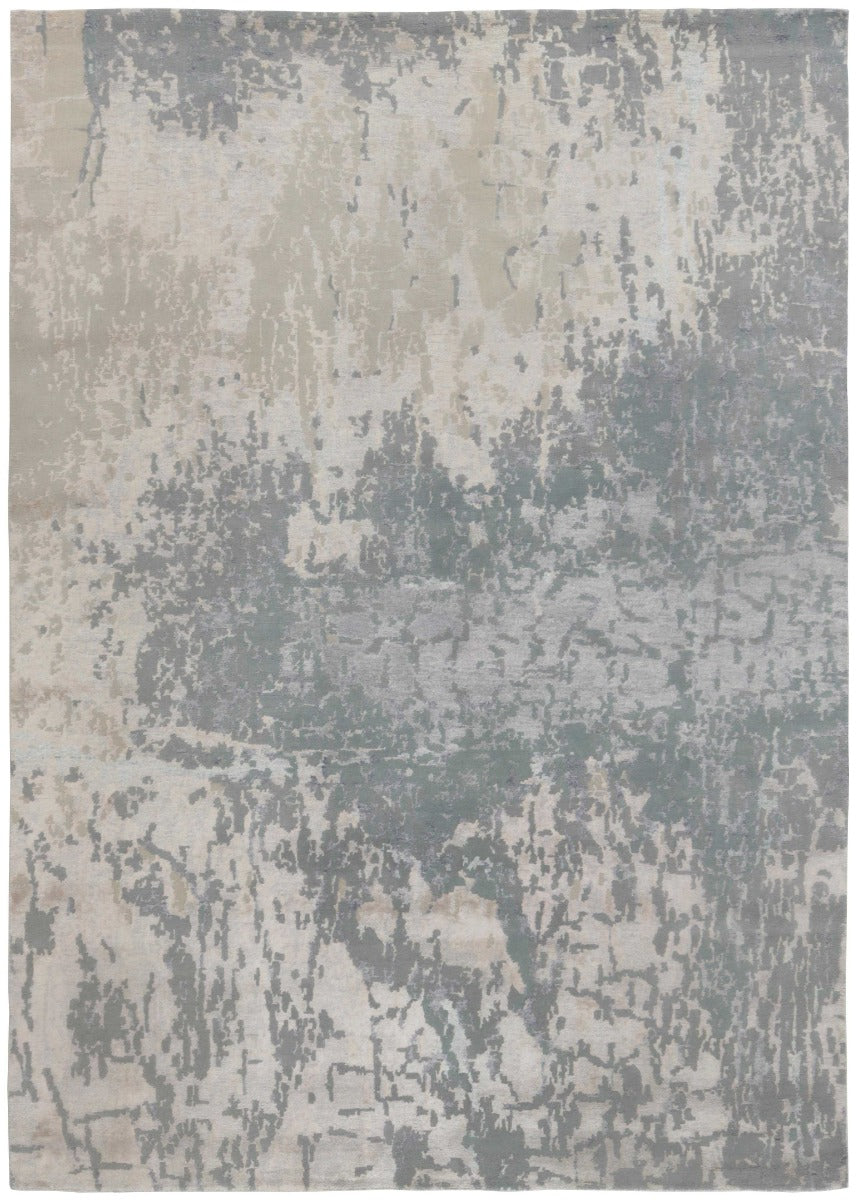 beige, grey and blue abstract rug