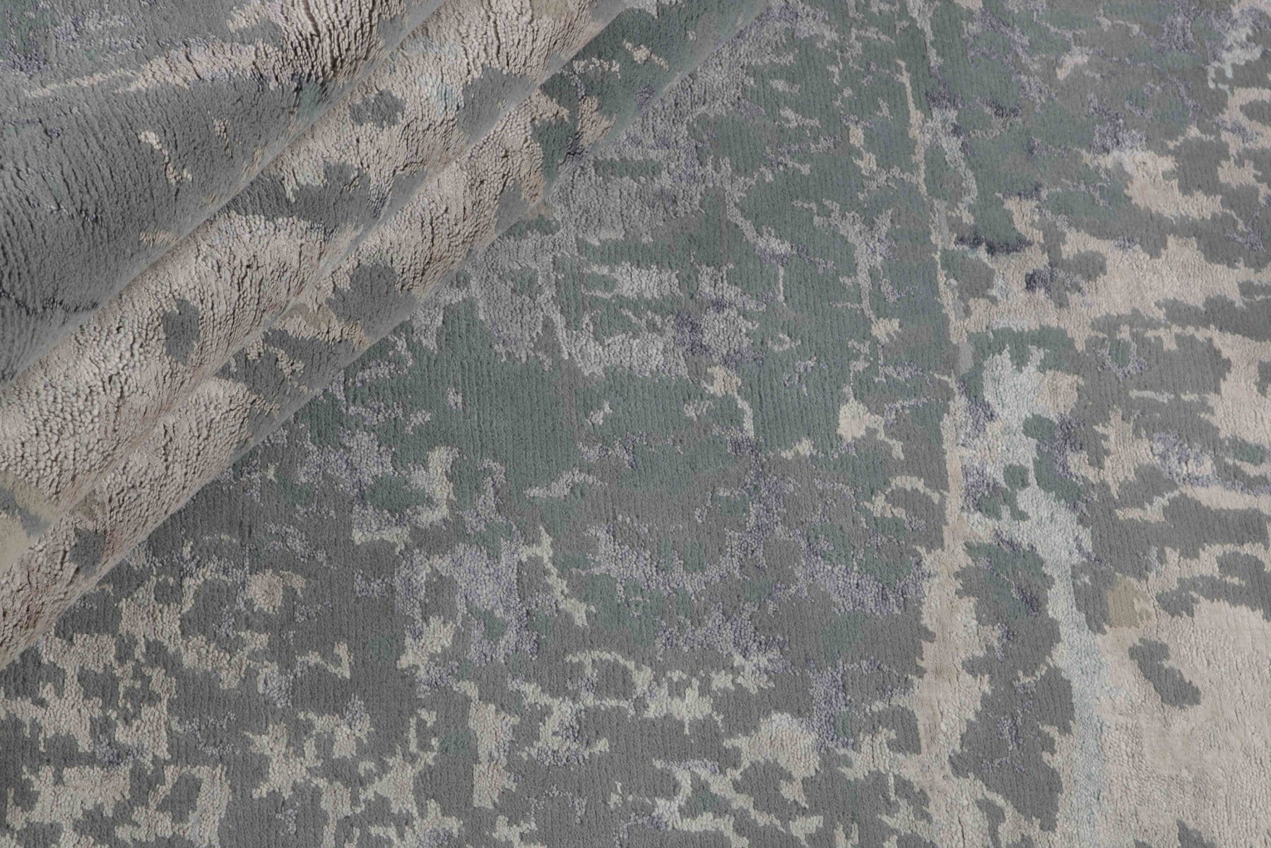 grey and blue abstract rug