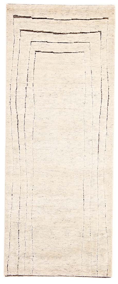 cream area wool runner with abstract design