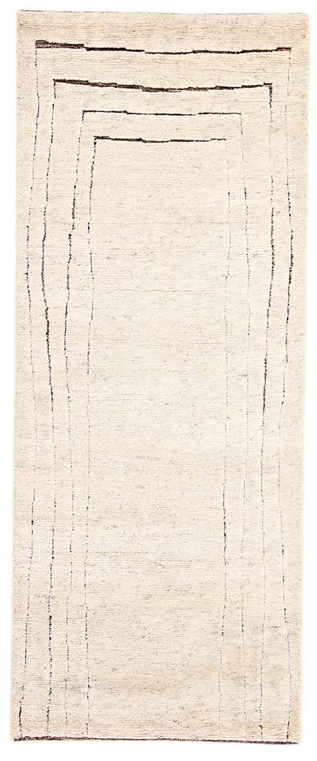cream area wool runner with abstract design
