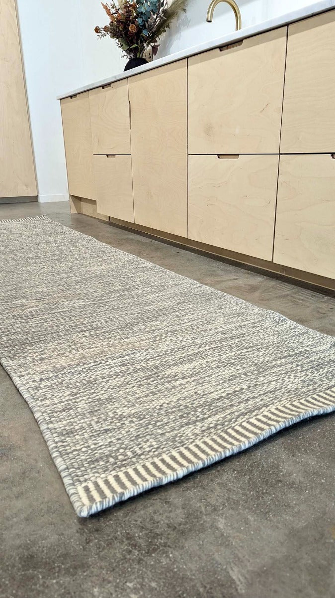 plain grey flatweave runner