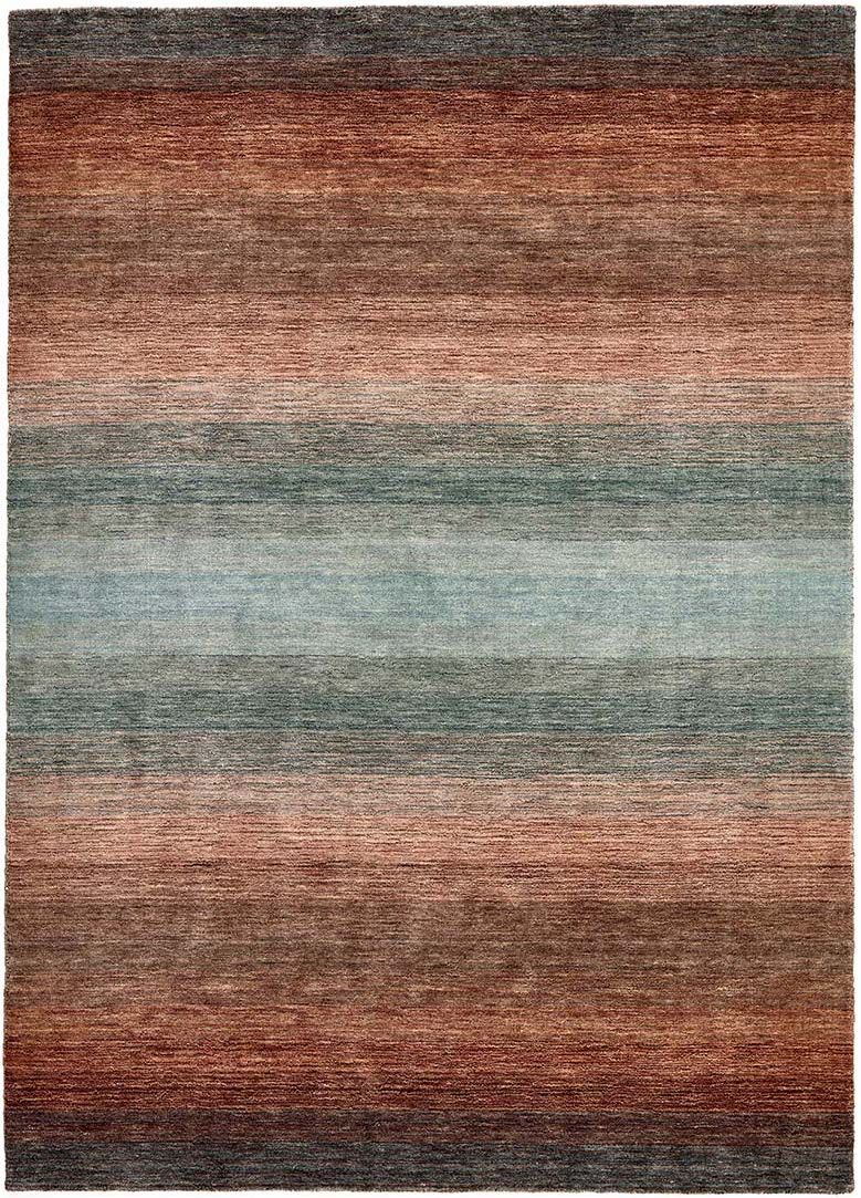 brown, red, grey, blue and black ombre rug