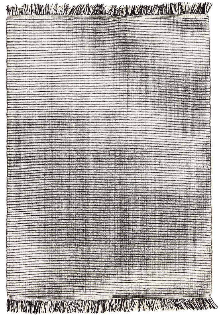 Dark grey and white textured flatweave rug