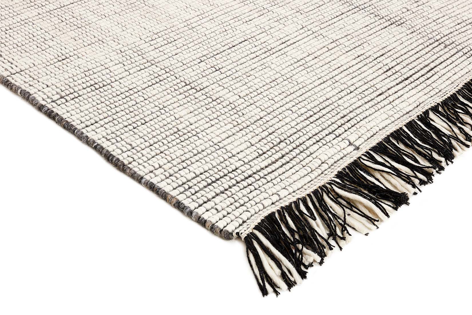 Dark grey and white textured flatweave rug
