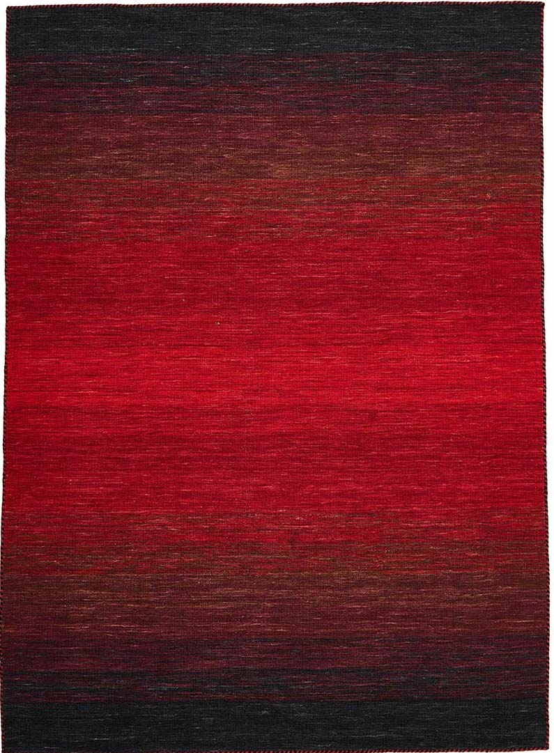 red and black ombre flatweave kelim rug
