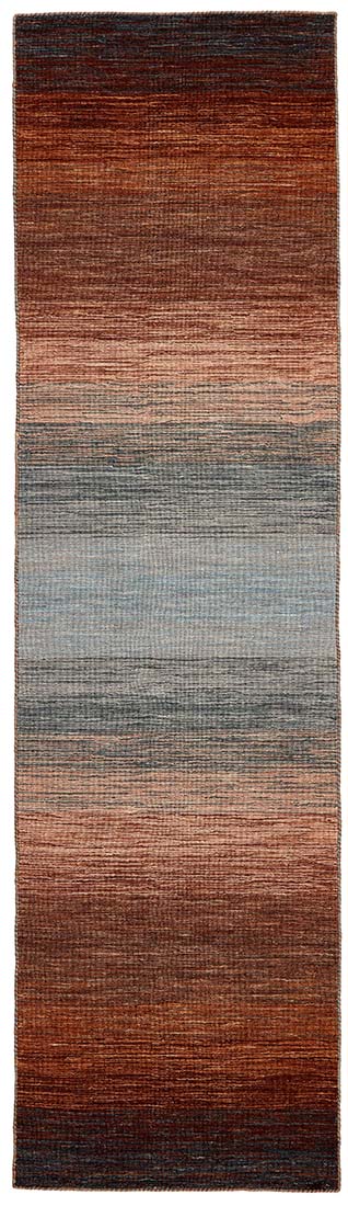 brown, red, blue and orange ombre kelim runner