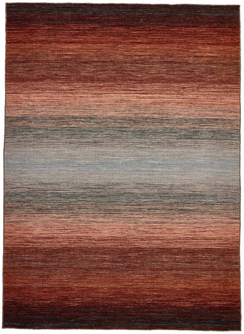 brown, red, blue and orange ombre flatweave kelim rug