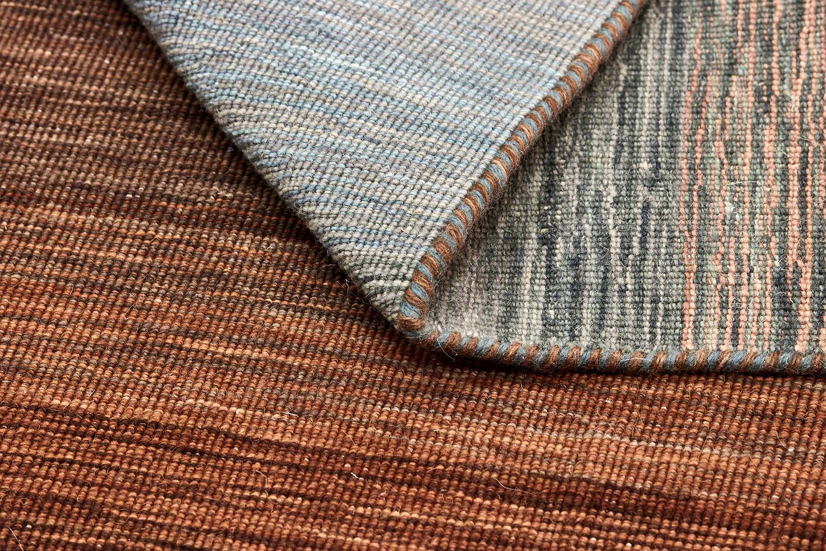 blue and orange ombre flatweave kelim rug
