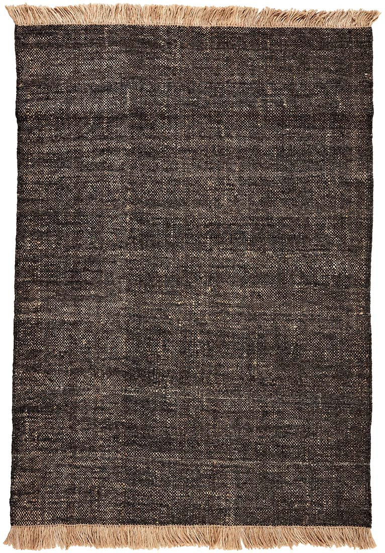 Black textured flatweave rug