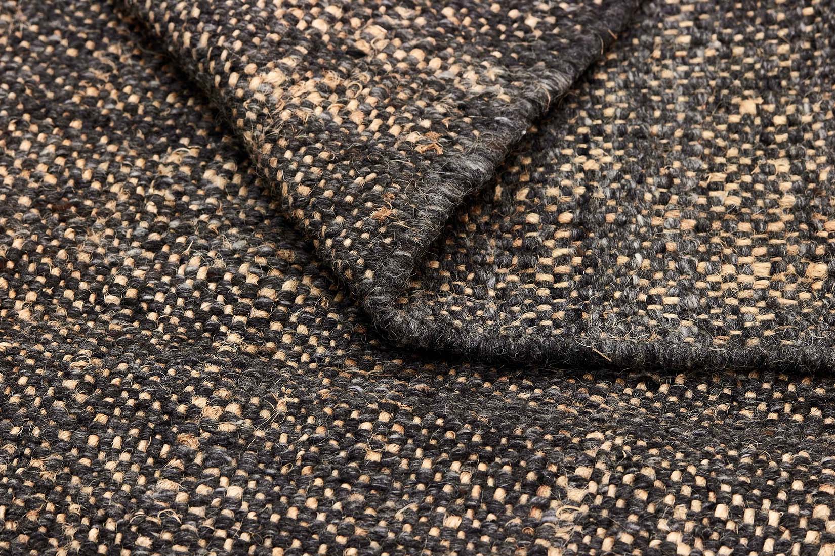 Black textured flatweave rug