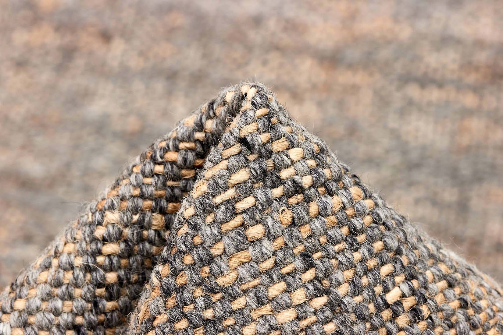 Dark grey textured flatweave rug