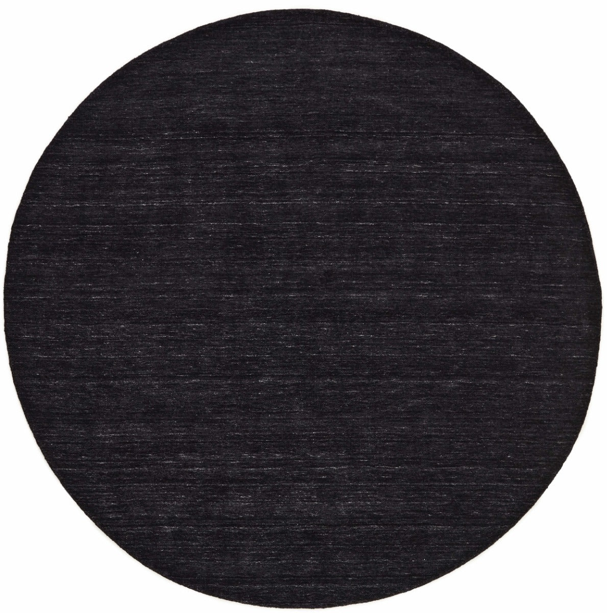 plain black wool circle rug
