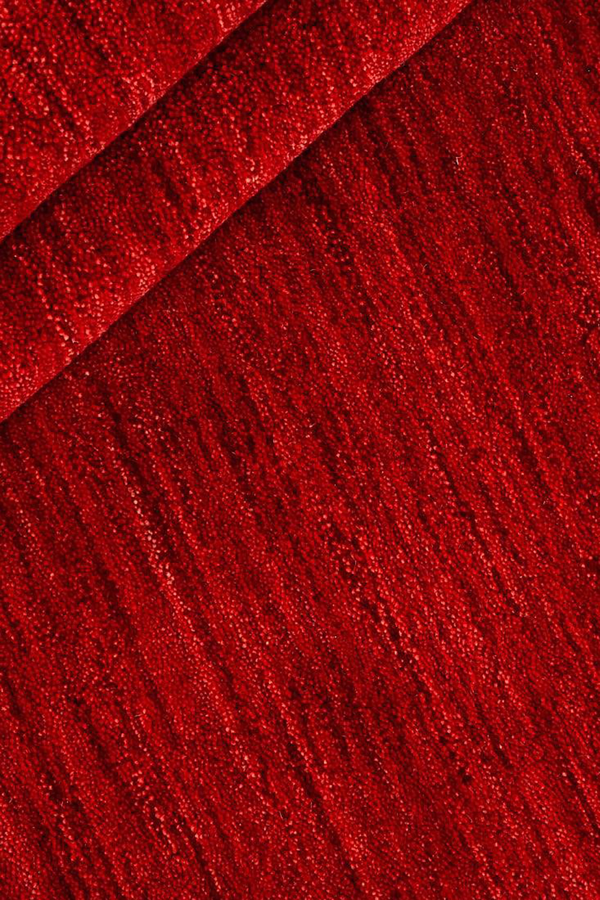 plain red wool circle rug