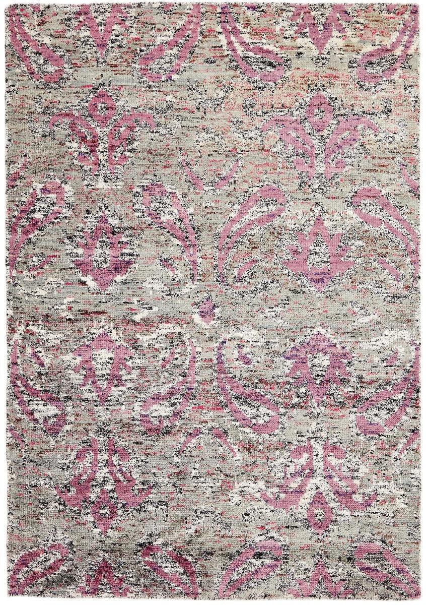 grey rug woven from recycled sari silks