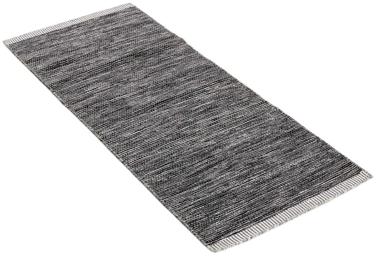 plain grey and black flatweave runner
