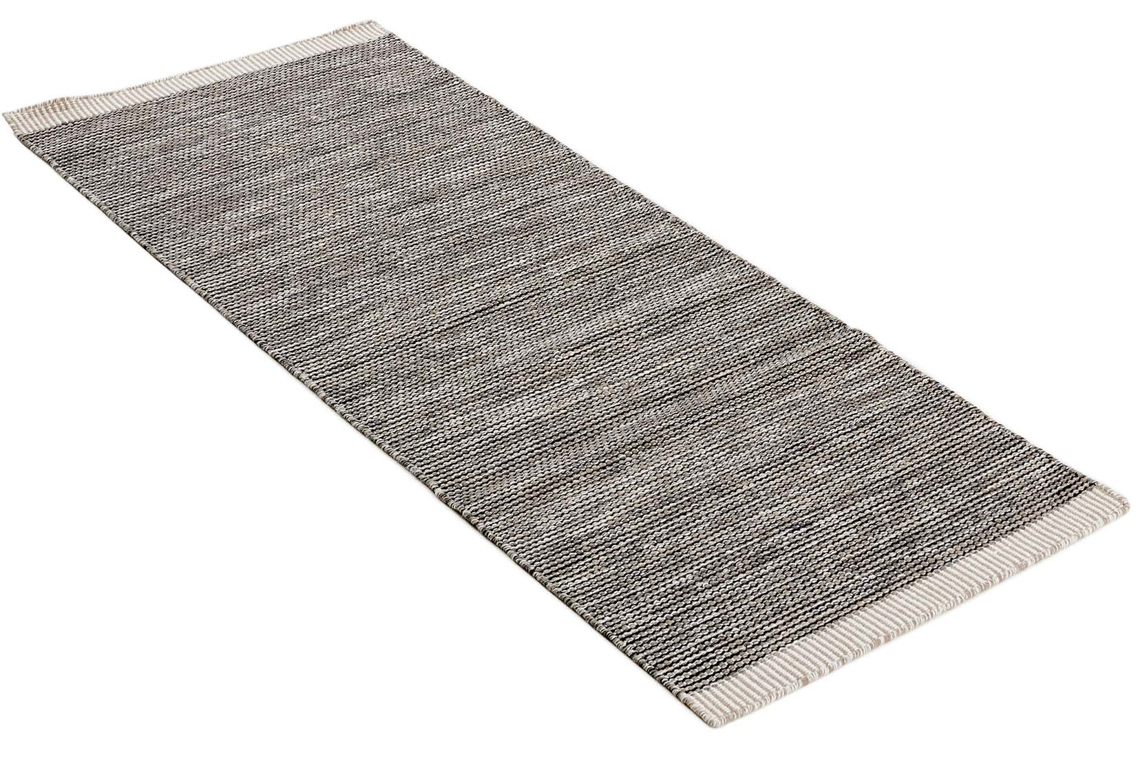 plain grey and beige flatweave runner