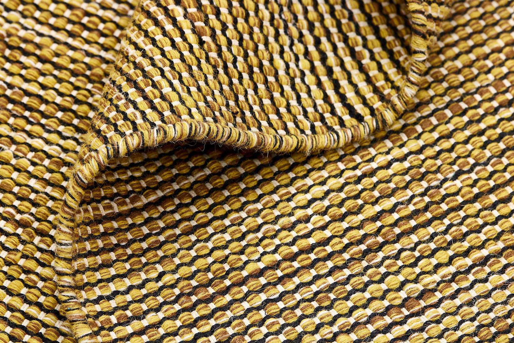 plain yellow flatweave wool rug