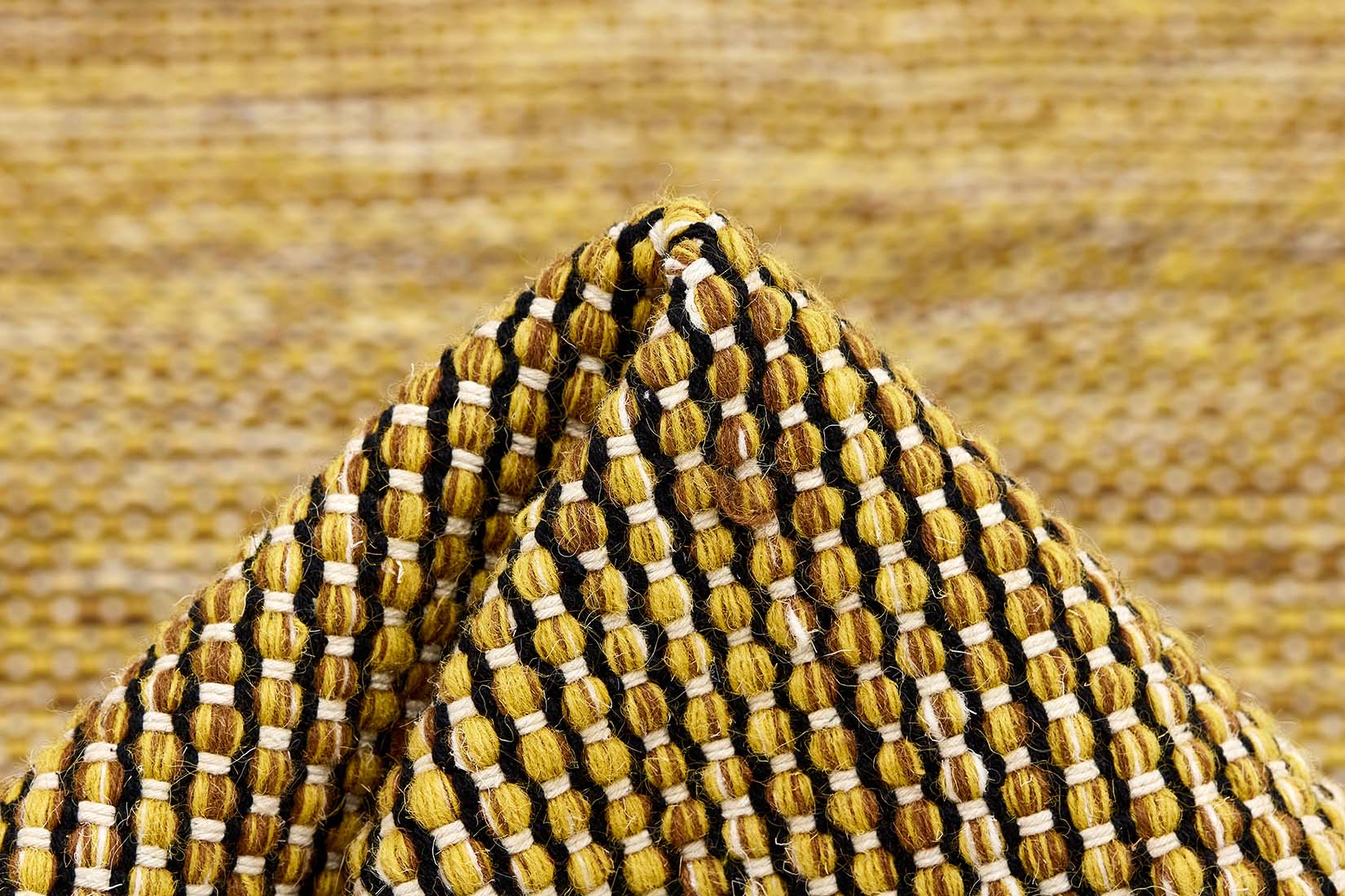 plain yellow flatweave wool rug