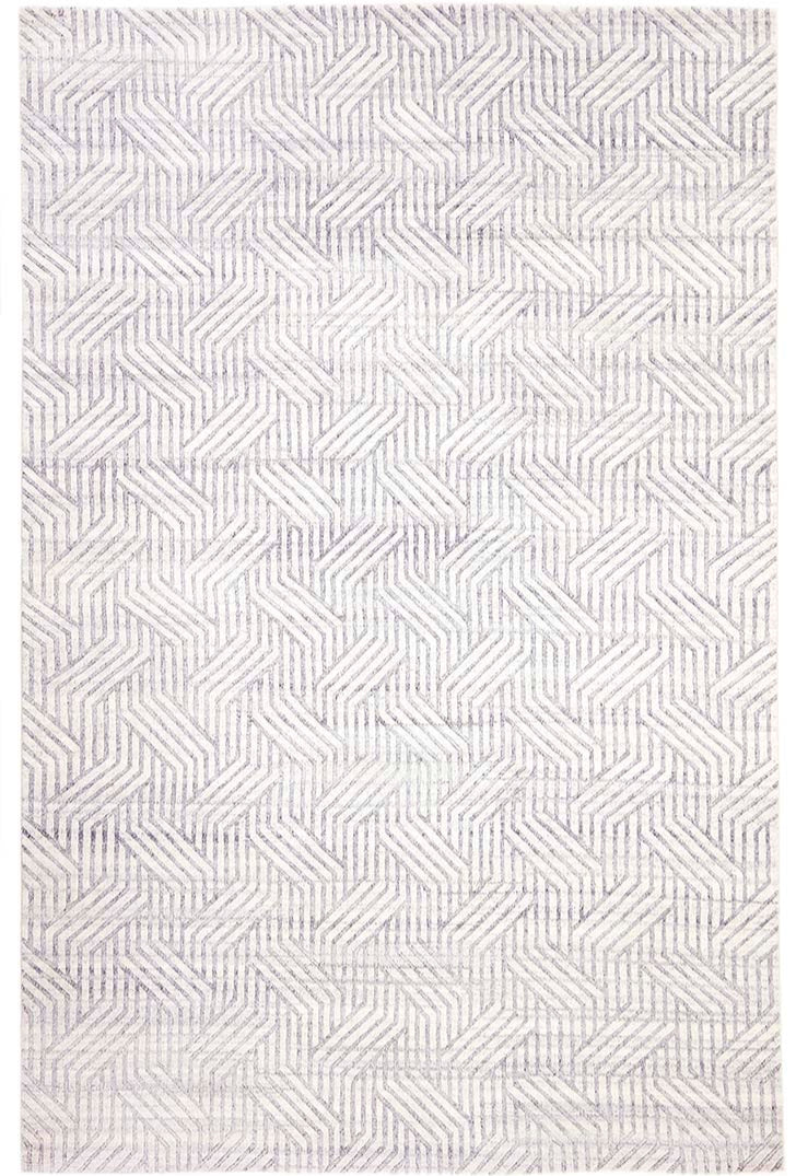 viscose and wool geometric rug in white and grey